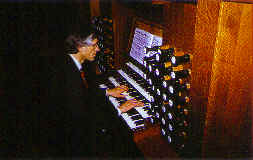 Prof. Stender at one of the two organs of St. Maria Church